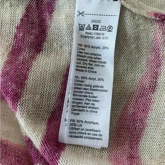 Monsoon Linen Blend Knit Top Pink And Beige Size Small - Picture 9 of 9